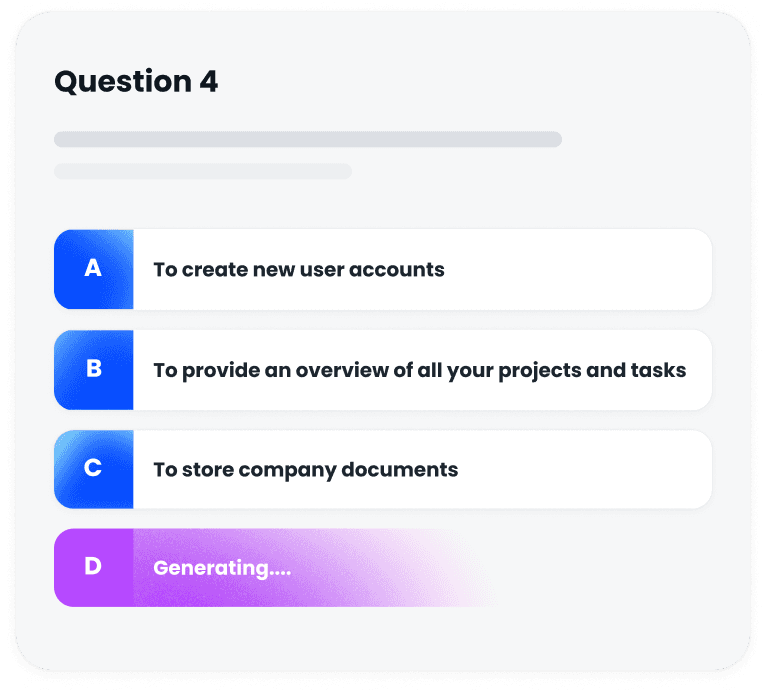 AI-generated quiz question with auto-fill answers
