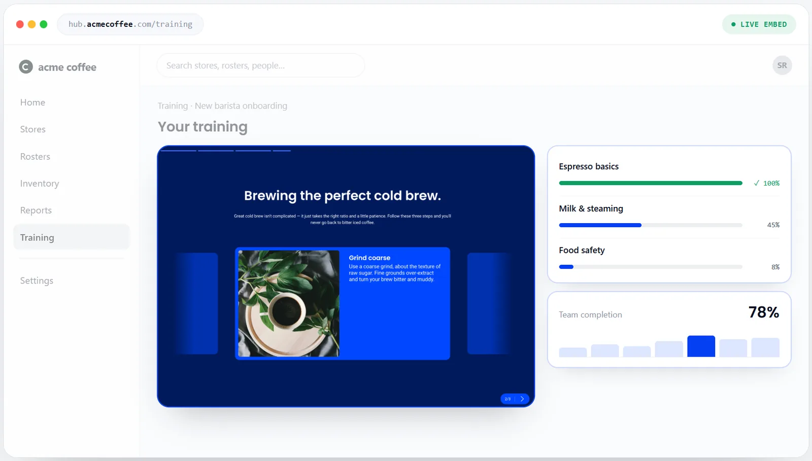 Coassemble's API-first course builder and embed
