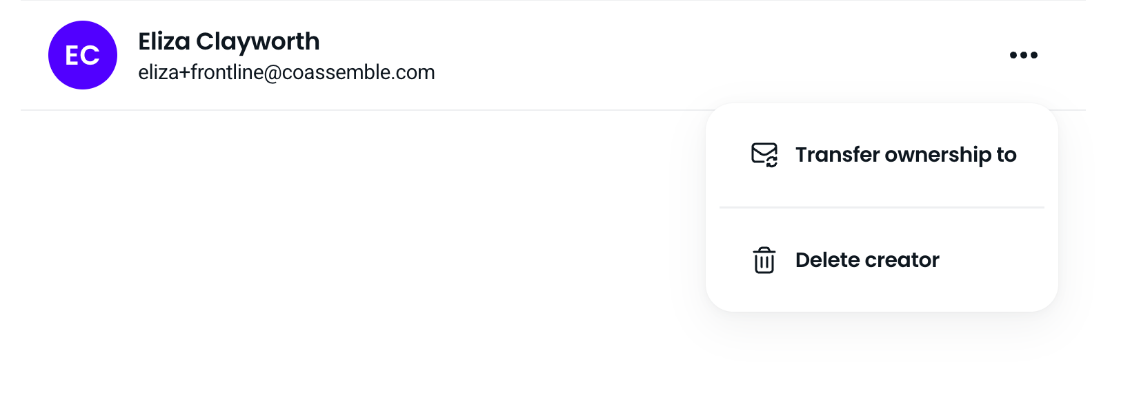 Transfer ownership to another creator