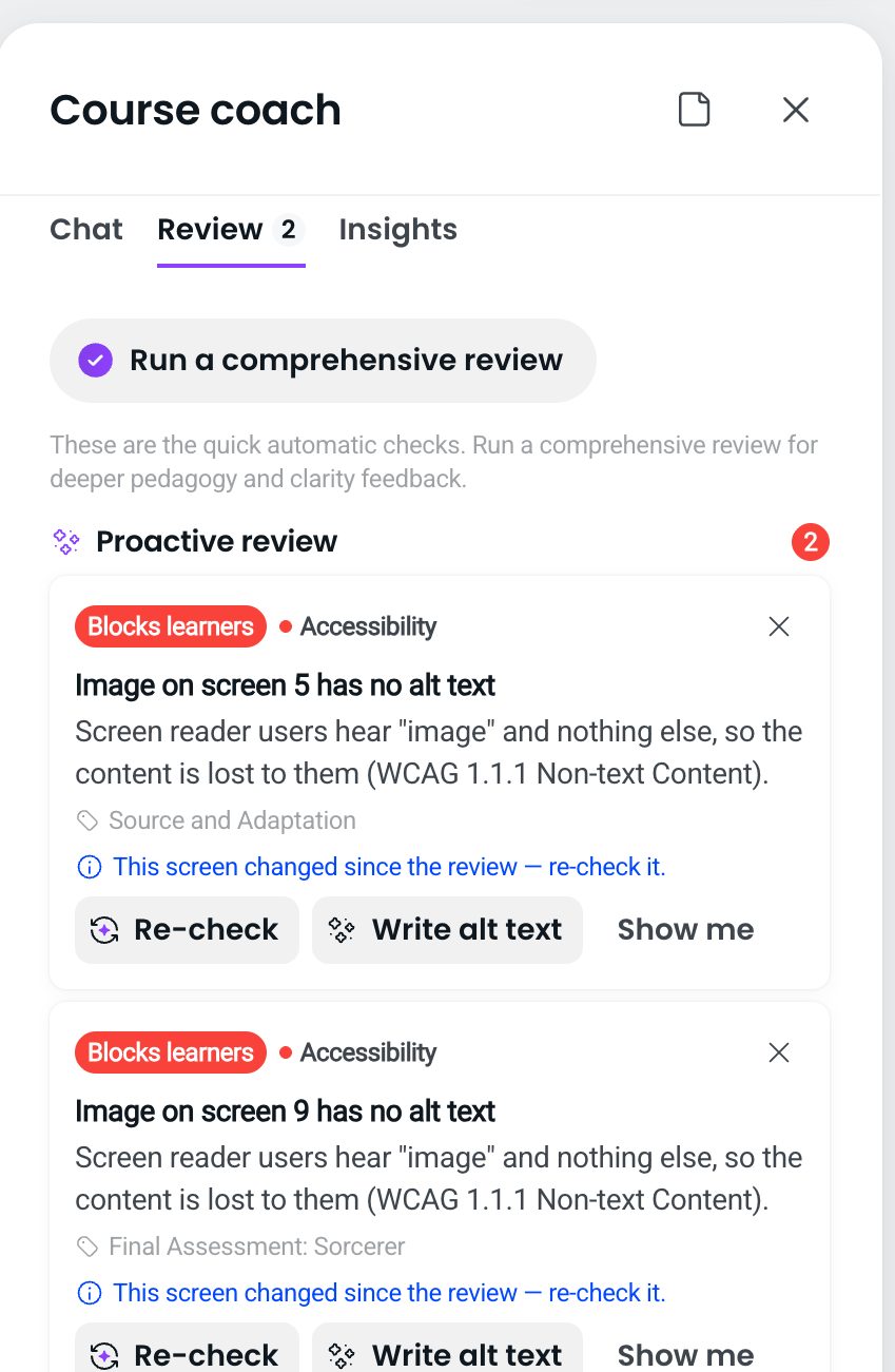 The agent reviewing a course